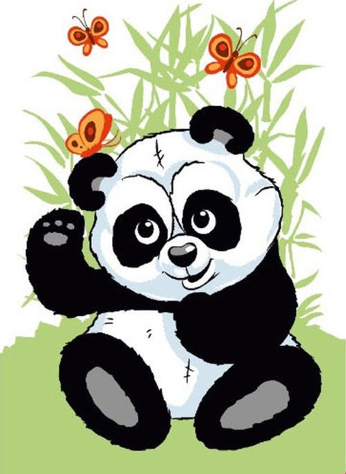 Картина по номерам «Панда с бабочками»