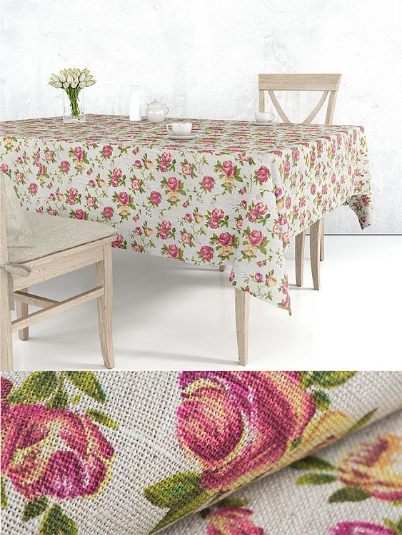 Ткань лен, 140 г/м², 30% лен, 70% хлопок, 3 м, ширина 150 см, цвет: цветочный принт, TBY — картинка 7