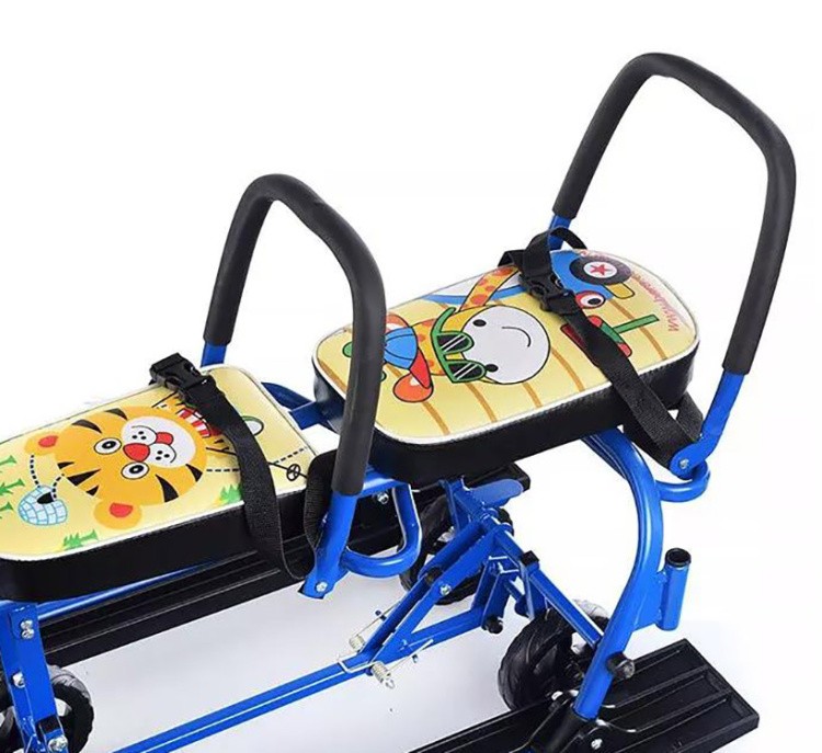 Снегокат детский 507 TWINS BABY Wheel со спинкой для двоих — картинка 7