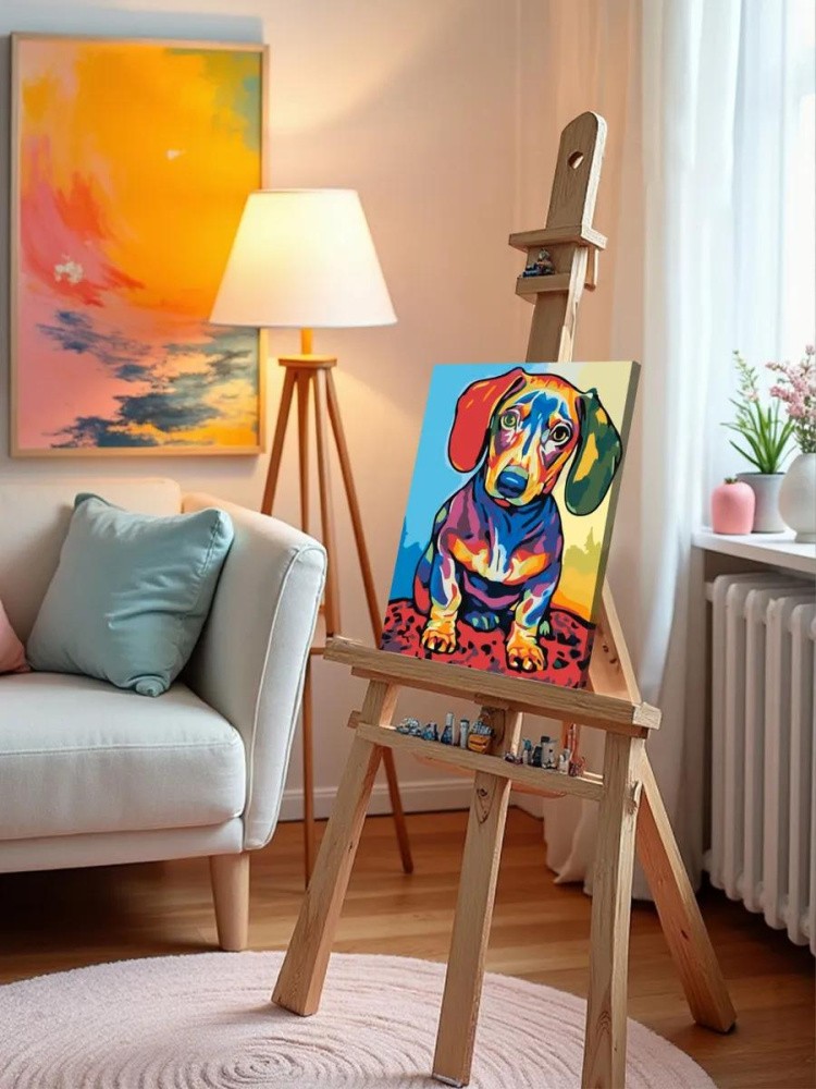 Картина по номерам «Радужный щенок» — картинка 9