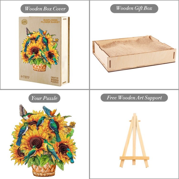 Деревянные пазлы «Корзина с Подсолнечниками M», Woodbests — картинка 5