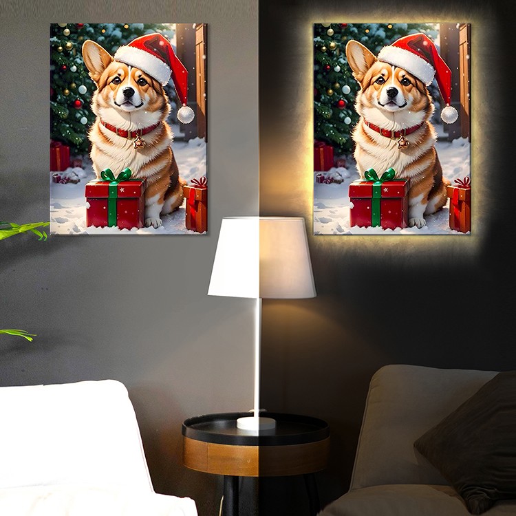 Картина по номерам «Рождественский хранитель подарков» LED подсветка — картинка 2