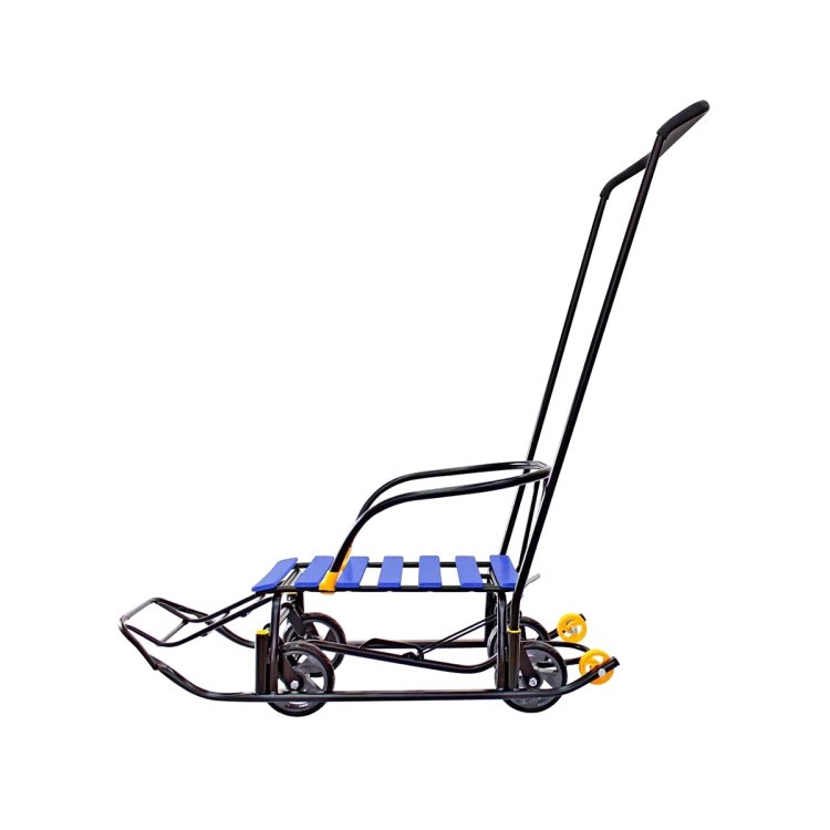 Санки детские Snow Black Auto синие рейки с колесами — картинка 6