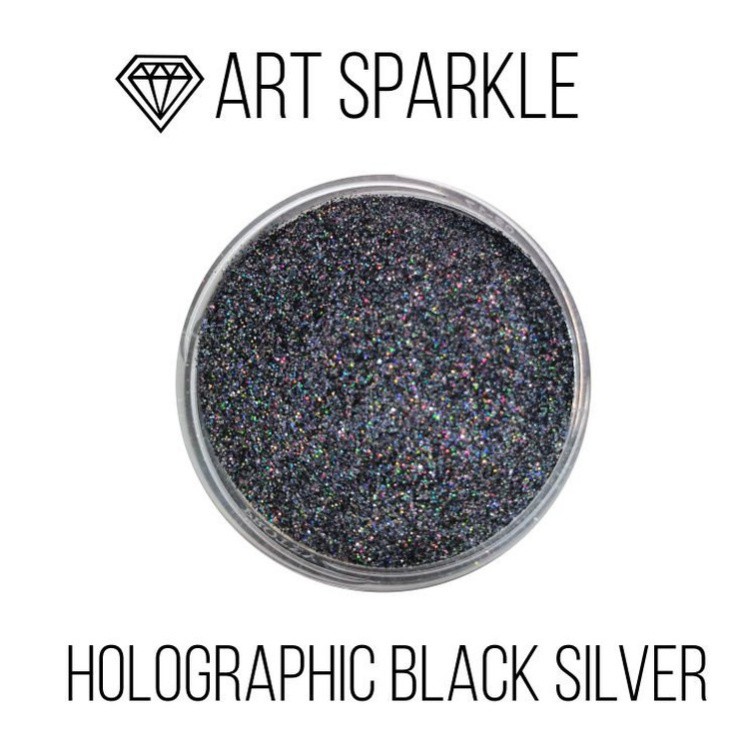 Глиттер мелкий Holografic Black Silver, 50 г, Craftsmen.store