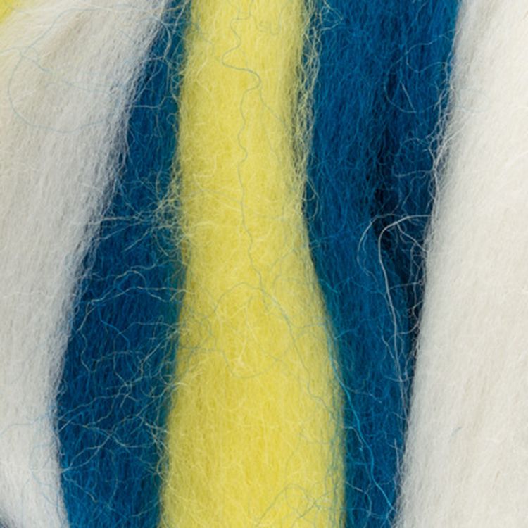 Шерсть для валяния Gamma MY-050, полутонкая (желтый/белый/т.синий), 50 г