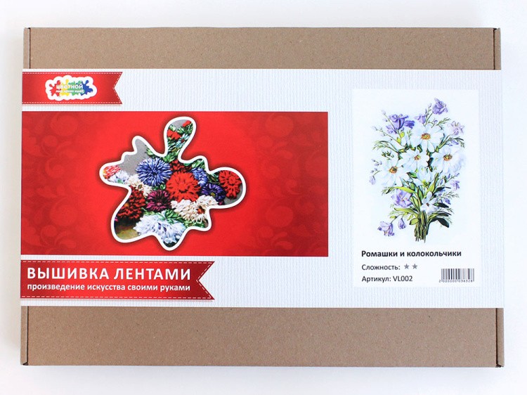 Вышивка лентами «Ромашки и колокольчики» — картинка 10