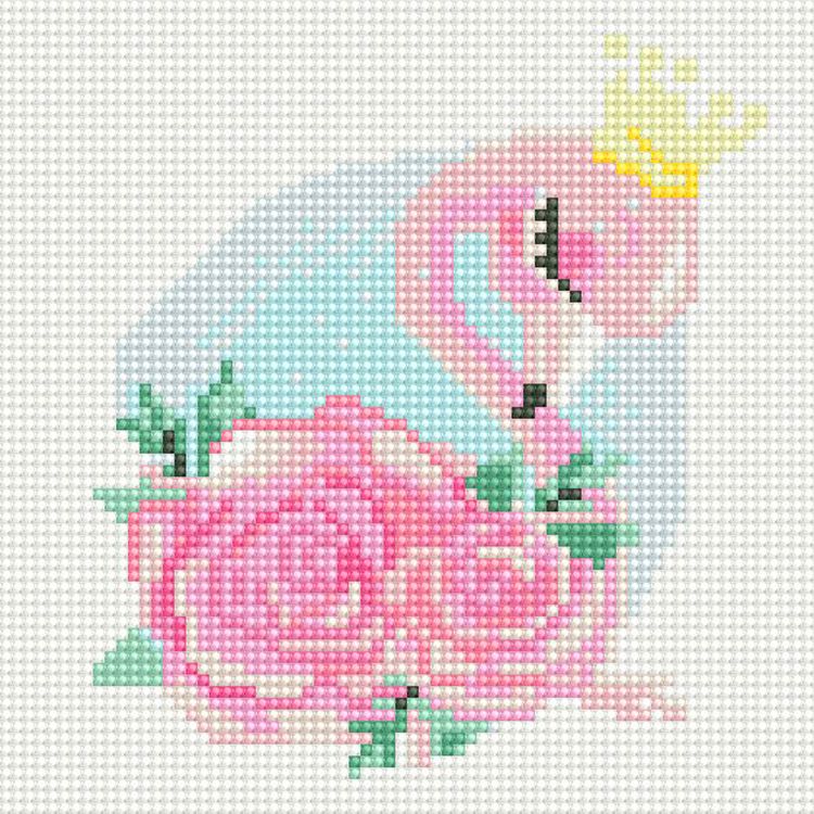 Алмазная вышивка «Фламинго с цветами» — картинка 2