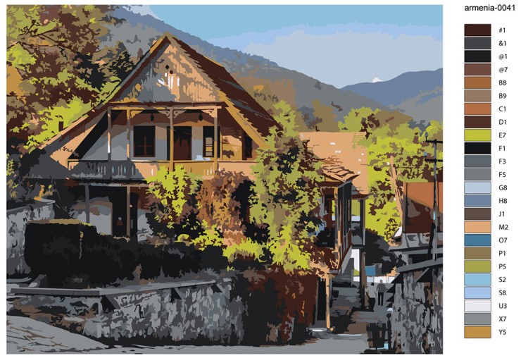 Картина по номерам «Армения: город Дилижан, горы 40x50» — картинка 2