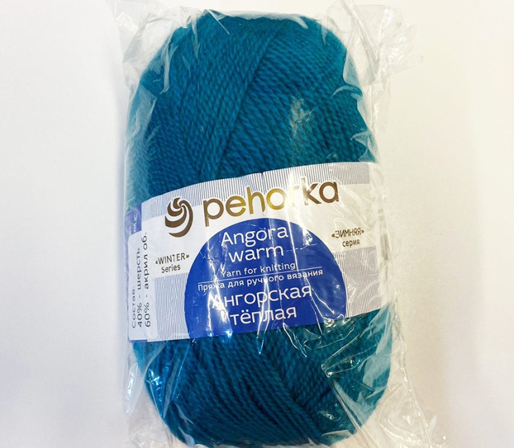 УЦЕНКА. Пряжа Пехорка Ангорская теплая (335), изумруд 1 шт. 100 г (повреждена этикетка) — картинка 2