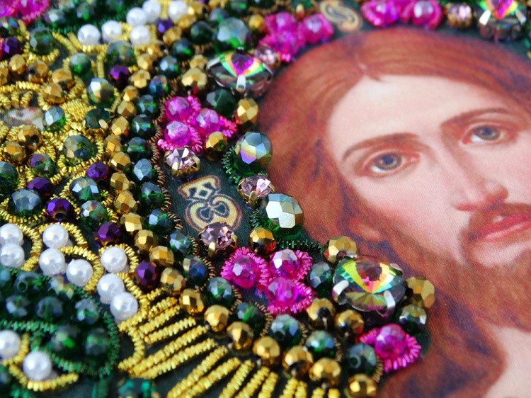 Набор для вышивания хрустальными камнями «Спас Лоза истинная» маленькая (акриловый жемчуг)  — картинка 11