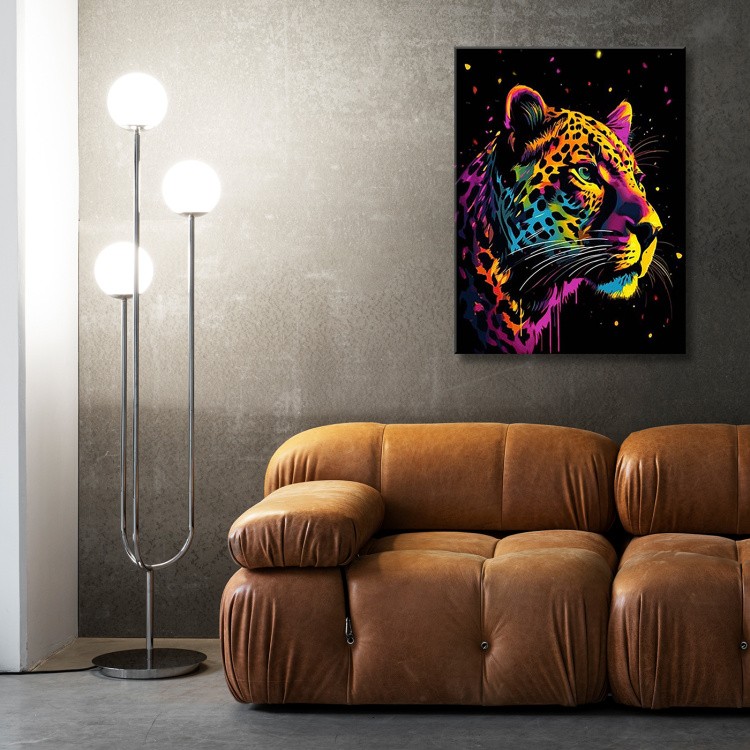 Картина по номерам «Черный холст Красочный леопард» — картинка 4