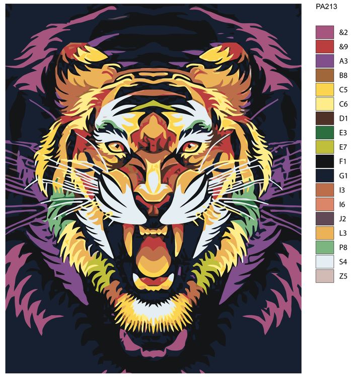 Картина по номерам «Рыжий тигр» — картинка 2