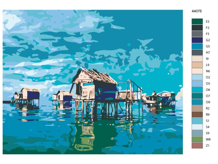 Картина по номерам «Дома на озере» — картинка 2