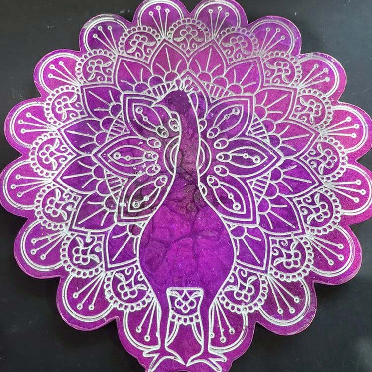 Силиконовый молд - Подставка павлин, d 22 см, 1 шт. — картинка 3