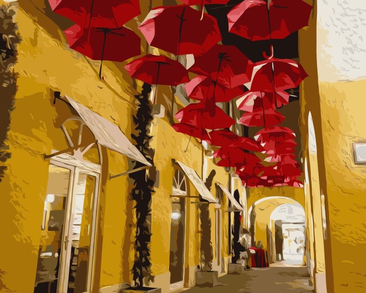 Картина по номерам «Улица из зонтиков»