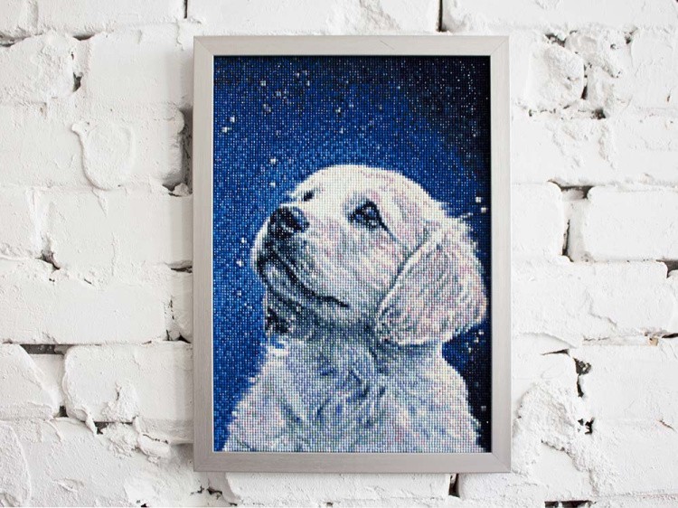 Алмазная вышивка «Песик и снежинки» — картинка 3