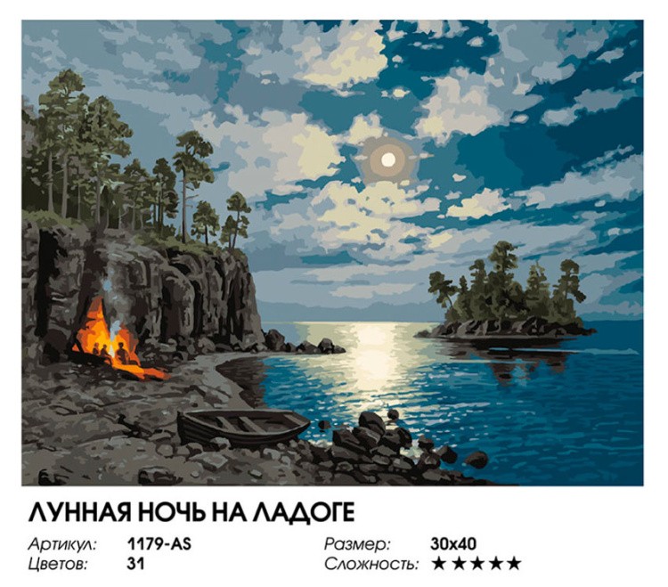 Картина по номерам «Лунная ночь на Ладоге» — картинка 2