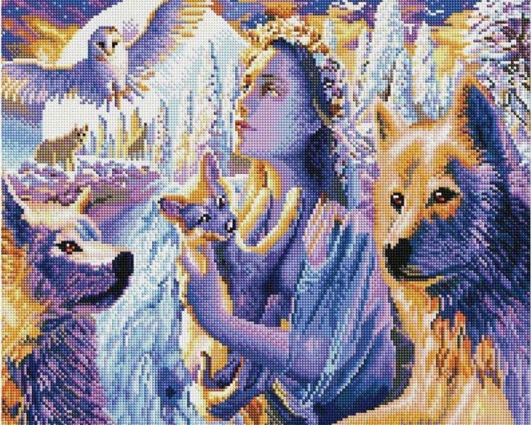 Алмазная вышивка «Девушка с волками»