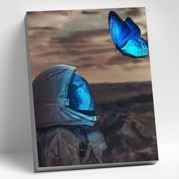 Картина по номерам «Космонавт с бабочкой»