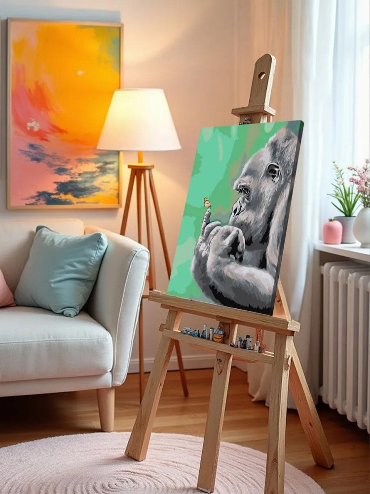 Картина по номерам «Горилла с бабочкой» — картинка 9