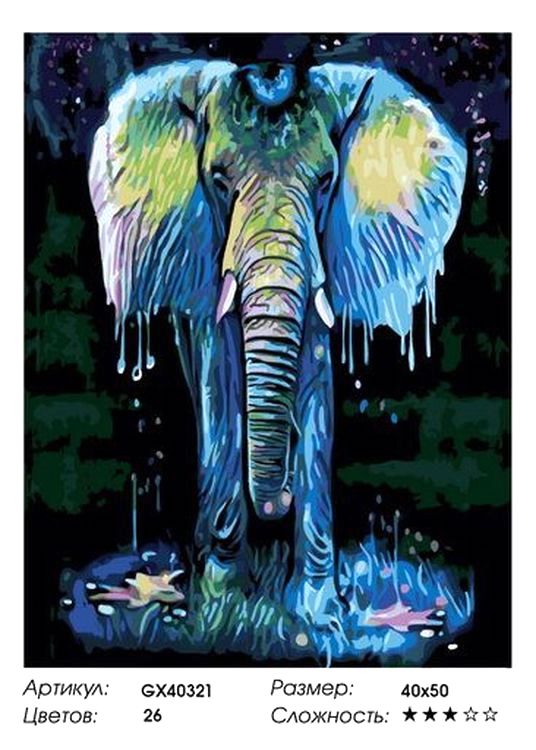 Картина по номерам «Голубой слон» — картинка 2