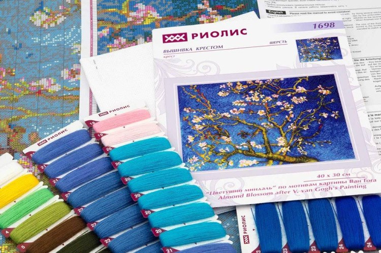 Набор для вышивания «Цветущий миндаль» по мотивам картины Ван Гога — картинка 5