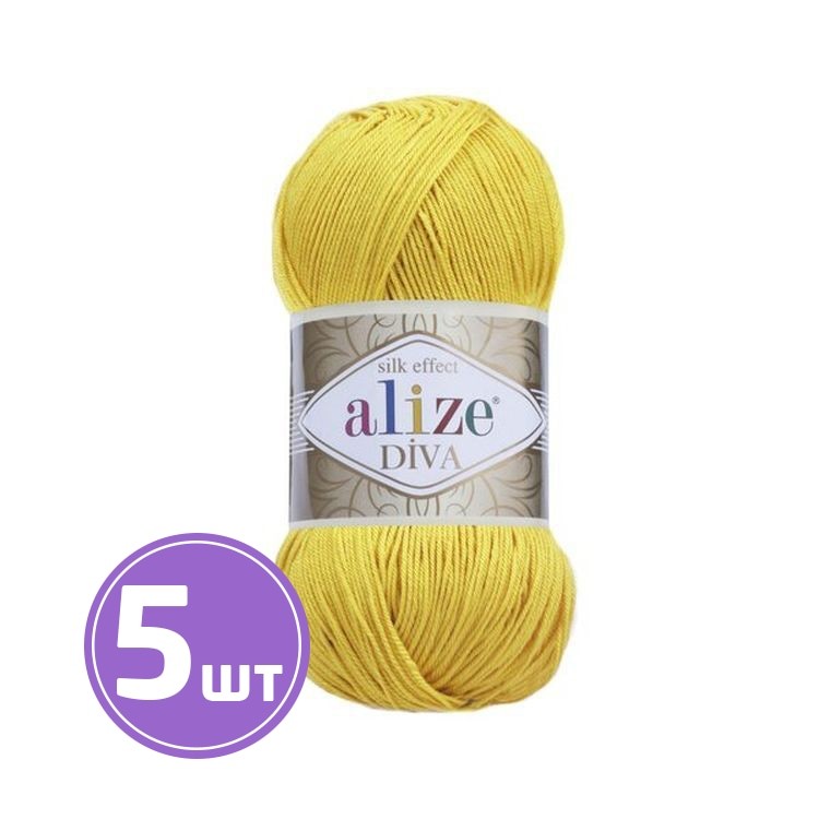 Пряжа ALIZE Diva Silk effekt (110), лимон, 5 шт. по 100 г