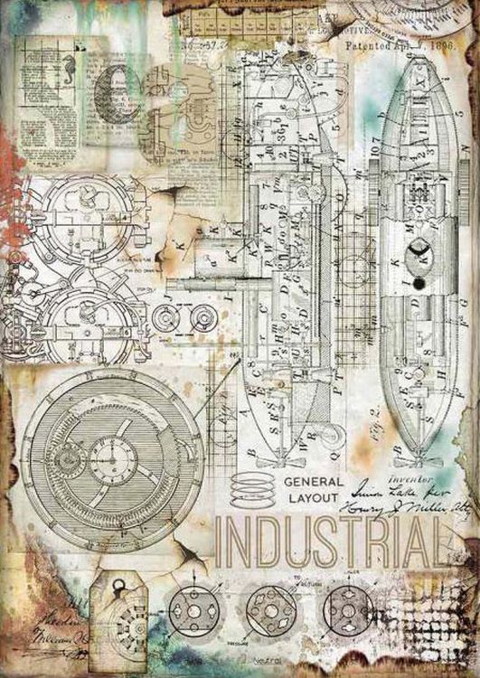 Бумага рисовая «Industrial/Индустриальный», 21x29,7 см, Stamperia