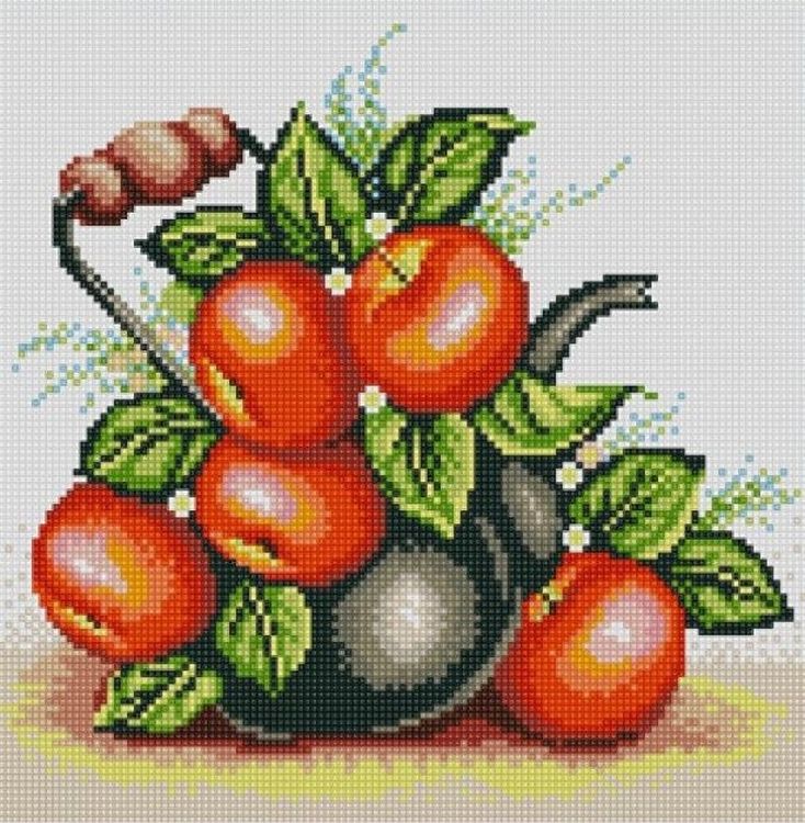 Рисунок на ткани «Яблочный чайник»
