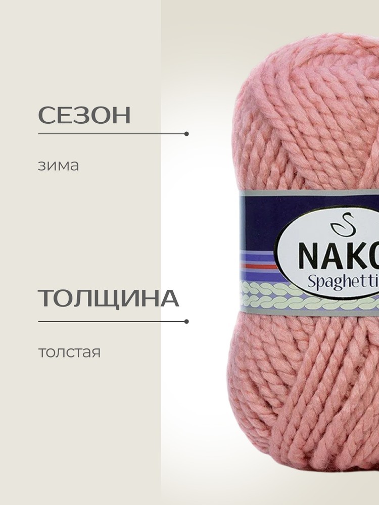 Пряжа NAKO SPAGHETTI (Нако Спагетти), (11613), пудра, 5 шт. по 100 г — картинка 2