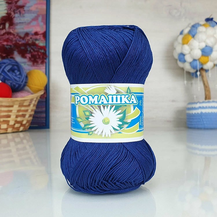Пряжа ПНК им.Кирова Ромашка (2614), темно-васильковый, 5 шт. по 75 г — картинка 2