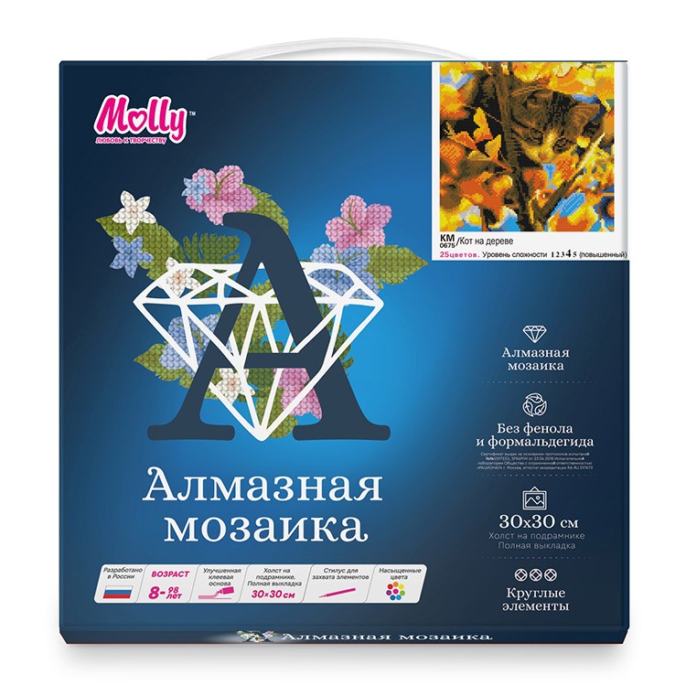 Алмазная вышивка «Кот на дереве» — картинка 3