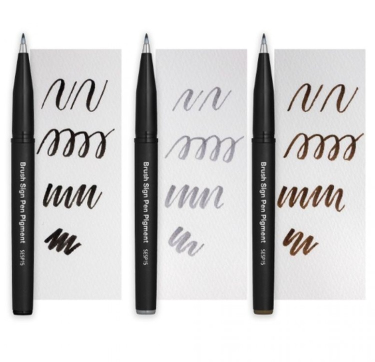 Фломастер-кисть Brush Sign Pen Pigment,1,1 - 2,2 мм, цвет: серый, Pentel — картинка 4