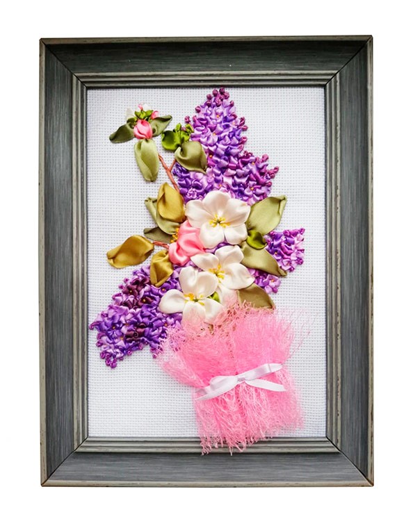 Вышивка лентами «Сирень» — картинка 2