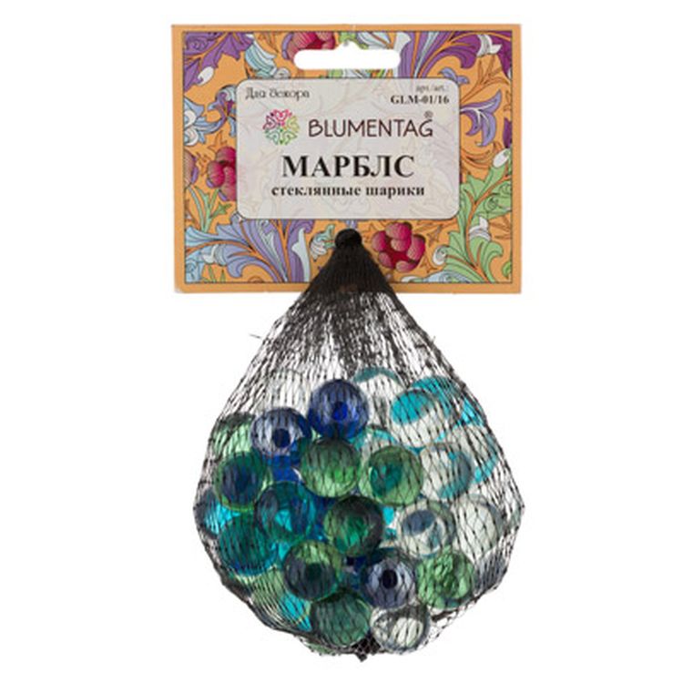 Шарики стеклянные марблс, d16 мм, 6 шт. по 340 г, цвет: зеленый, Blumentag — картинка 3