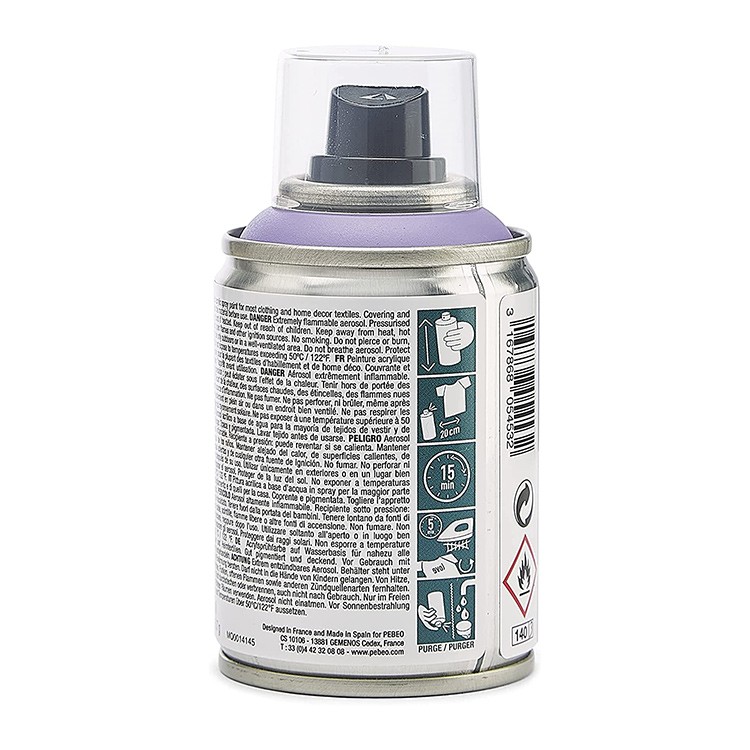 Краска для текстиля 7А Spray (аэрозоль), 100 мл, цвет: пастельный фиолетовый, Pebeo — картинка 4