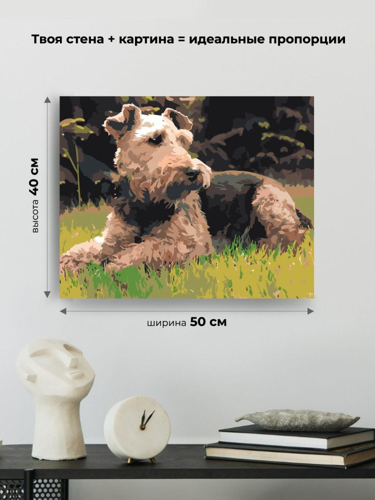 Картина по номерам Собака вельштерьер лежит на траве — картинка 3