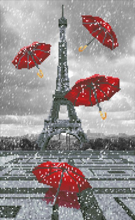 Алмазная вышивка «Париж. Летящие зонтики»