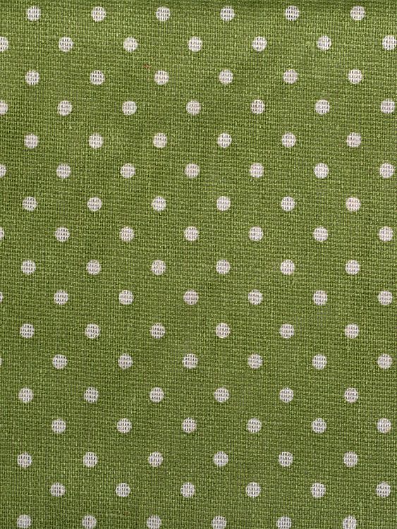 Ткань льняная, 1 м x 150 см, 140 г/м², цвет: салатовый, горошек, TBY — картинка 3