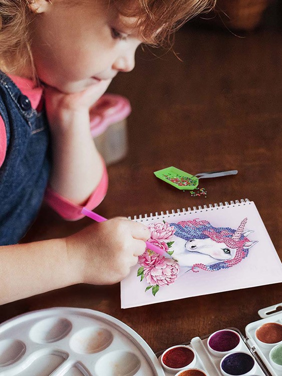 Алмазная мозаика - тетрадь «Единорог», клетка 48 листов — картинка 3