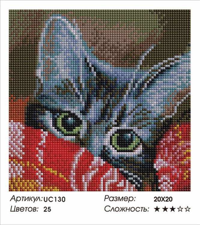 Алмазная вышивка «Котенок под одеялом» — картинка 2