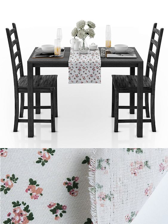 Ткань лен, 140 г/м², 30% лен, 70% хлопок, 3 м, ширина 150 см, цвет: цветочный принт, TBY — картинка 5