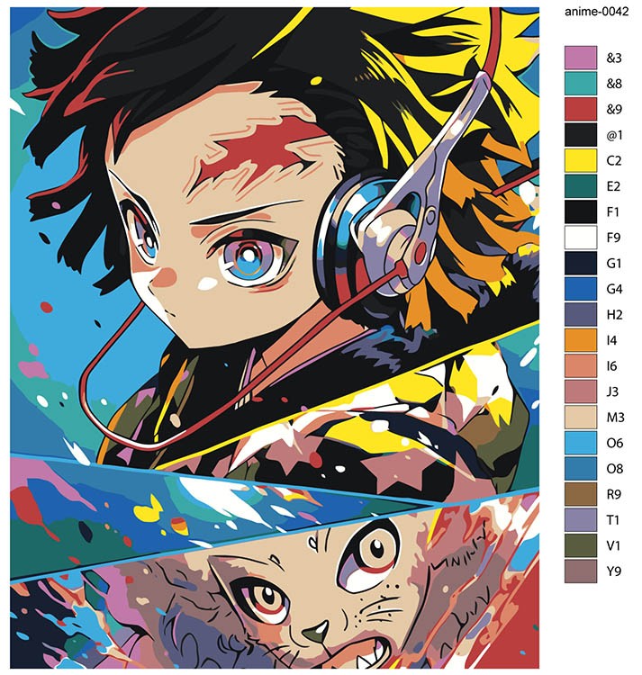 Картина по номерам «Аниме: Коллаж из двух героев» — картинка 2