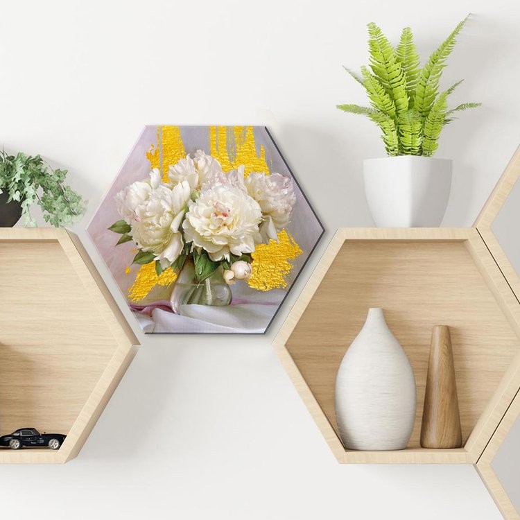 Картина по номерам с поталью Гексагон «Бузин. Случайный букет» — картинка 6