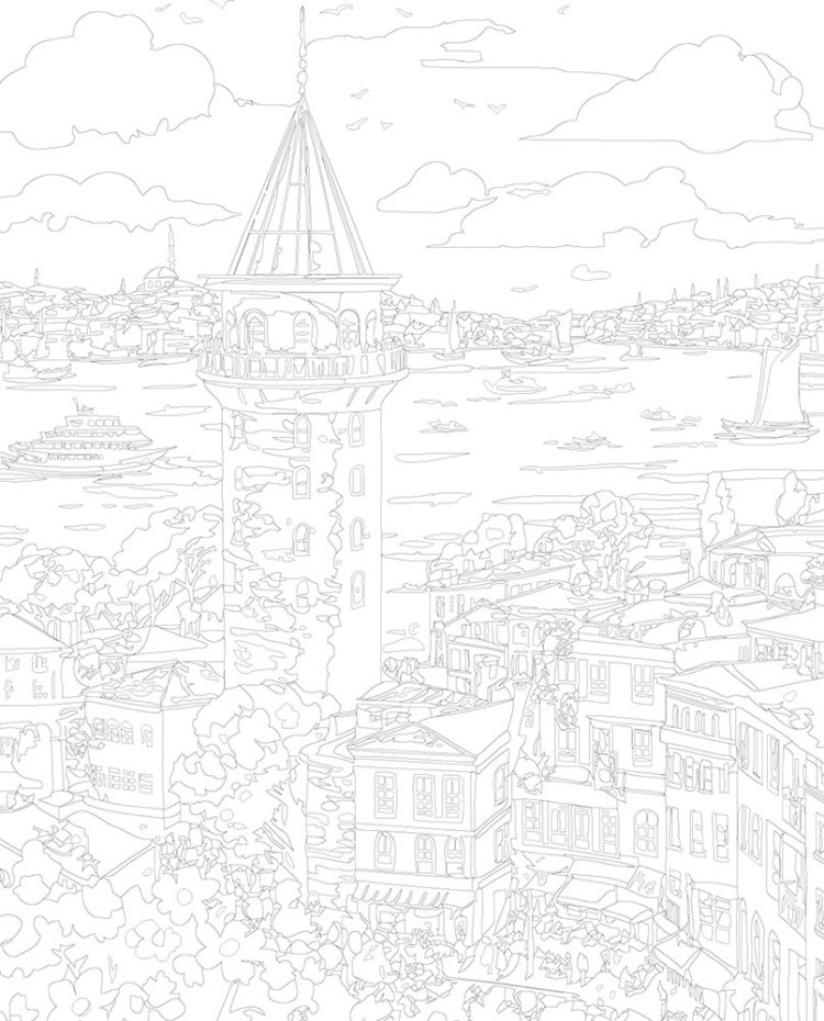 Картина по номерам «Стамбул, Турция: Галатская башня, море» — картинка 3