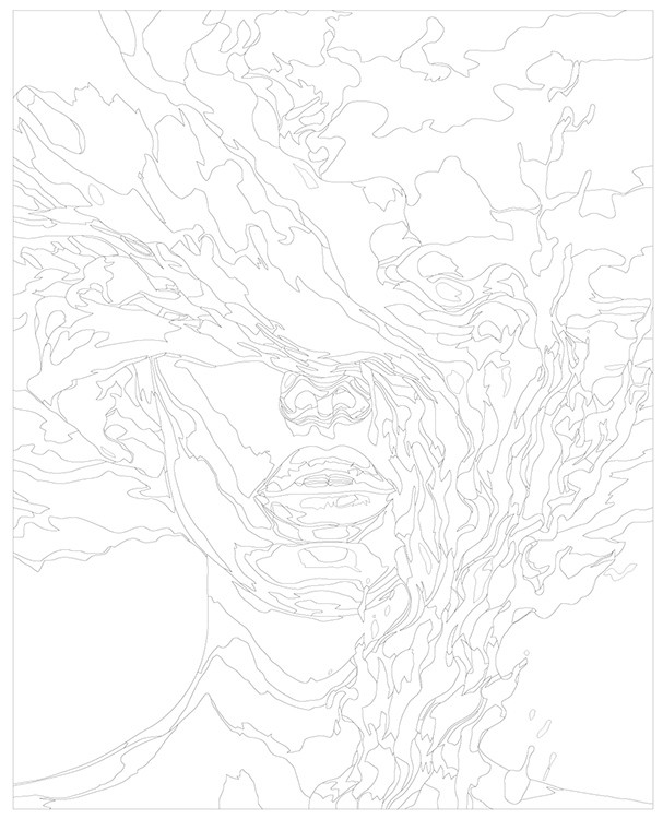 Картина по номерам «Море: Портрет девушки в морских волнах 2» — картинка 3