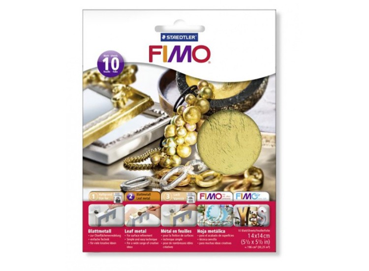 Золотая фольга FIMO, 10 листов, 14x14 см