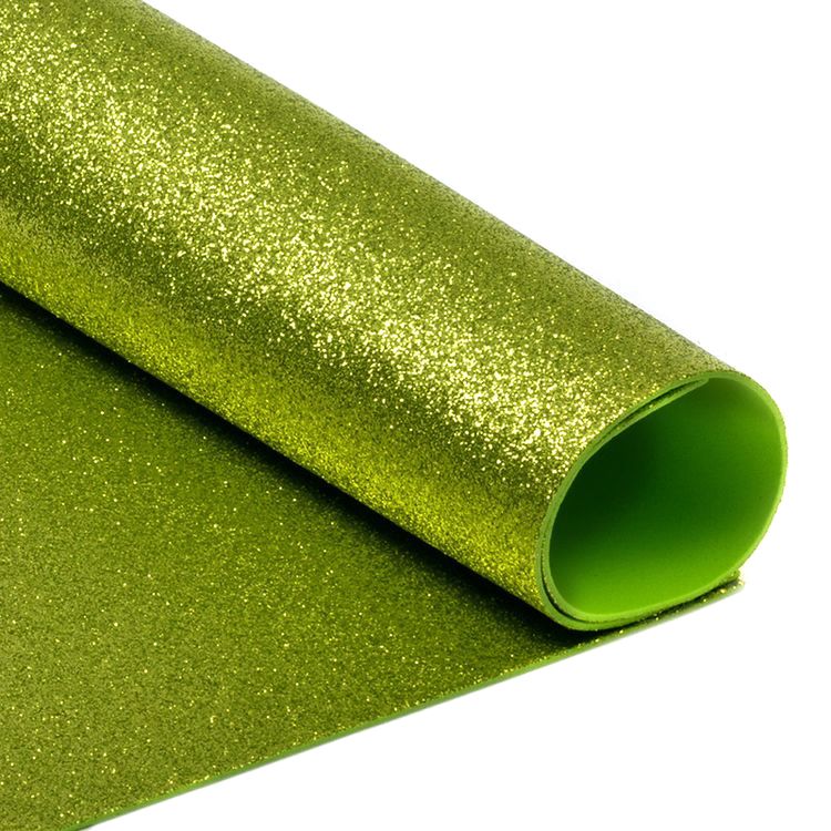 Фоамиран глиттерный, 20х30 см, цвет: светло-зеленый (10 шт.)