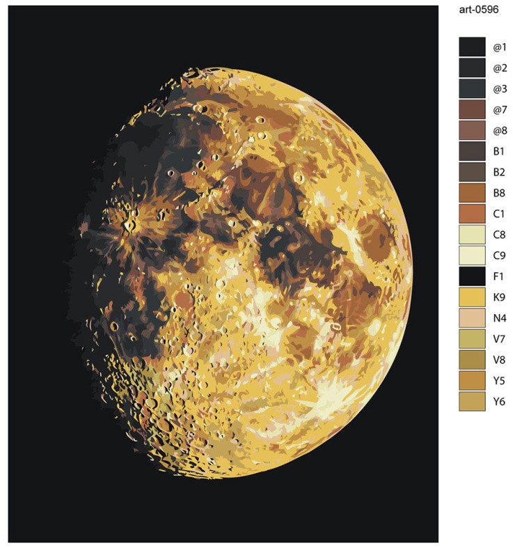 Картина по номерам «Космос: яркая луна, спутник планеты Земля» — картинка 2