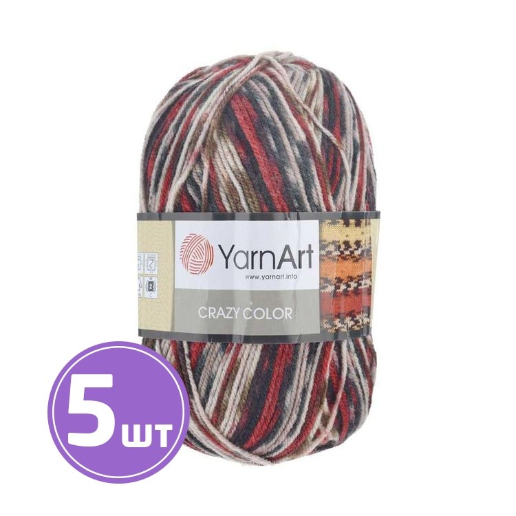 Пряжа YarnArt Crazy Color (156), мультиколор, 5 шт. по 100 г